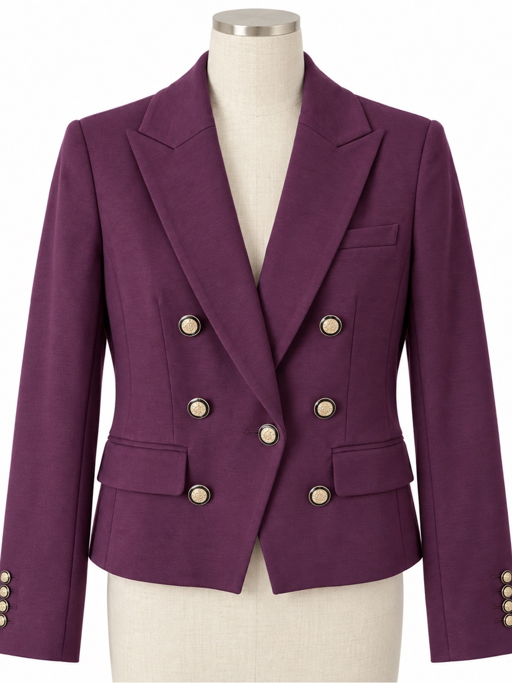 Ann Taylor Women 10 Purple Double Breasted Blazer Career Office Work Jacket